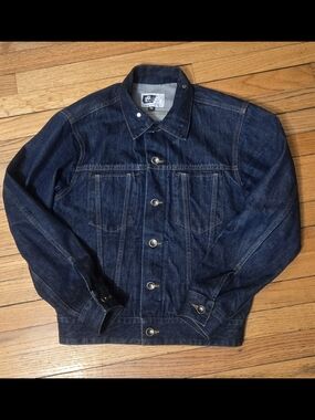 Engineered Garments Men's Dark Blue Denim Jacket - Classic Trucker Style. Xsmall